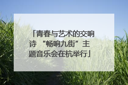 青春与艺术的交响诗 “畅响九街”主题音乐会在杭举行