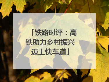铁路时评：高铁助力乡村振兴迈上快车道