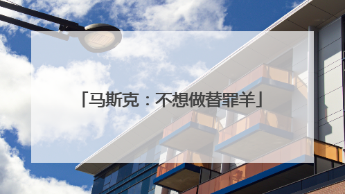 马斯克：不想做替罪羊