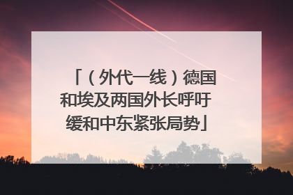 （外代一线）德国和埃及两国外长呼吁缓和中东紧张局势