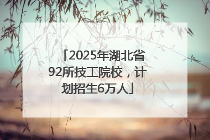 2025年湖北省92所技工院校，计划招生6万人