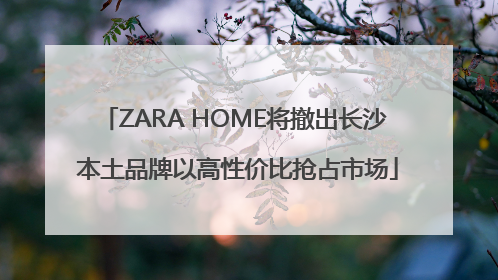 ZARA HOME将撤出长沙 本土品牌以高性价比抢占市场